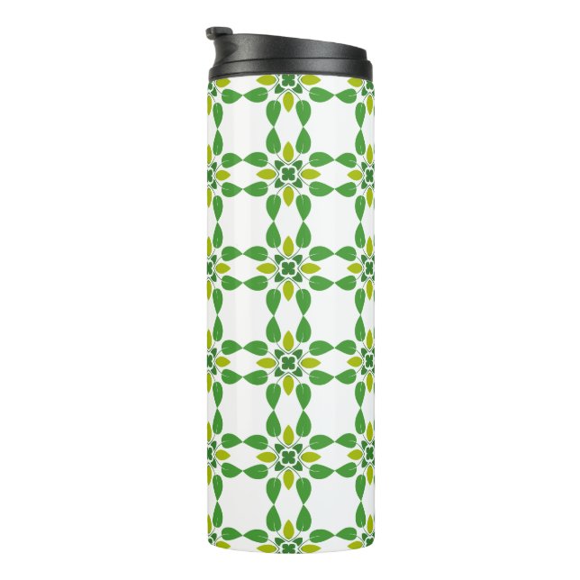 Leaf Pattern, Pattern Of Leaves, Green Leaves Thermal Tumbler (Rotated Right)