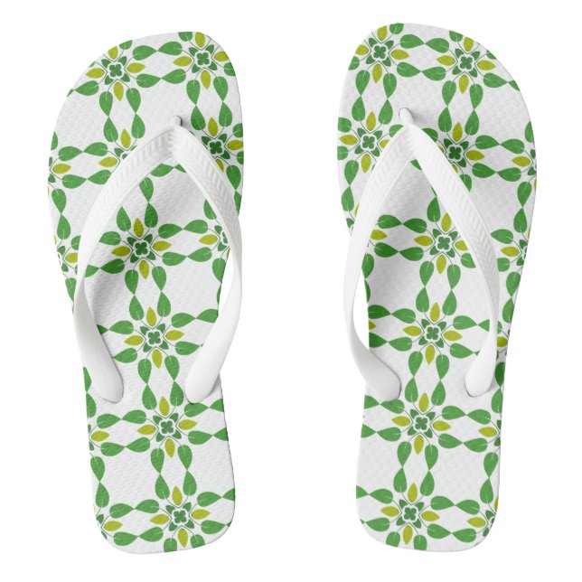 Leaf Pattern, Pattern Of Leaves, Green Leaves Thongs (Footbed)