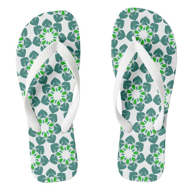 Leaf Pattern, Pattern Of Leaves, Green Leaves Thongs (Footbed)