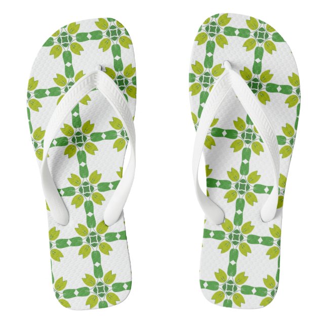 Leaf Pattern, Pattern Of Leaves, Green Leaves Thongs (Footbed)