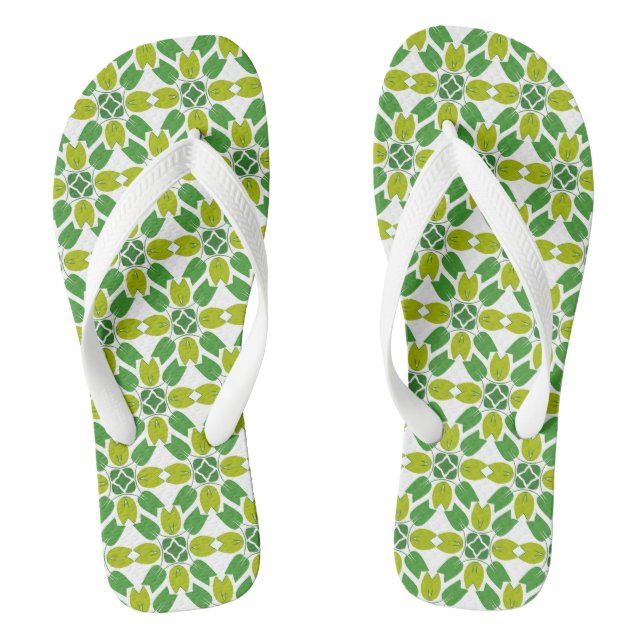 Leaf Pattern, Pattern Of Leaves, Green Leaves Thongs (Footbed)