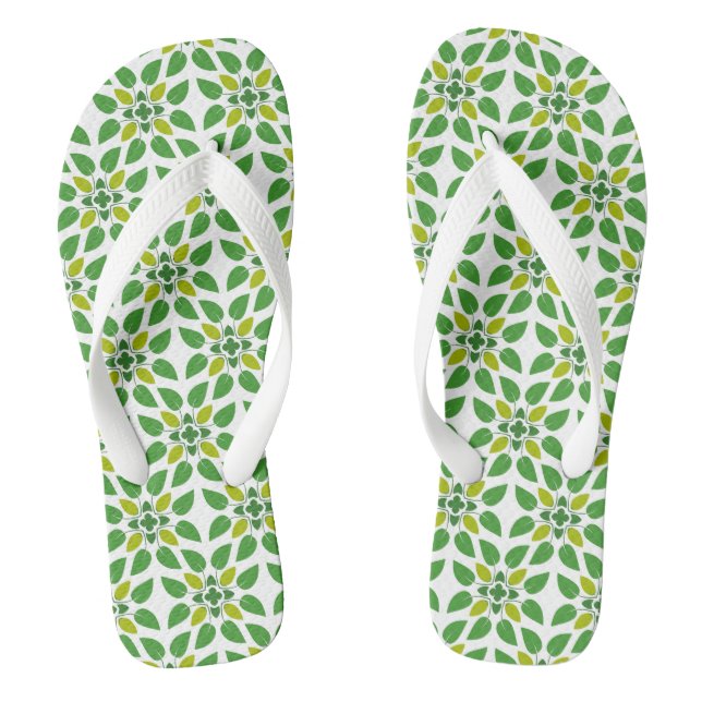 Leaf Pattern, Pattern Of Leaves, Green Leaves Thongs (Footbed)