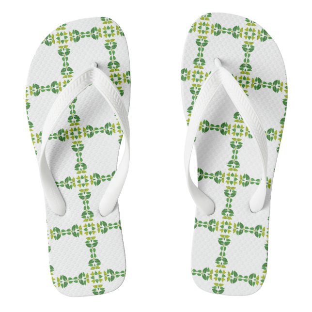 Leaf Pattern, Pattern Of Leaves, Green Leaves Thongs (Footbed)