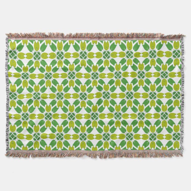 Leaf Pattern, Pattern Of Leaves, Green Leaves Throw Blanket (Front)