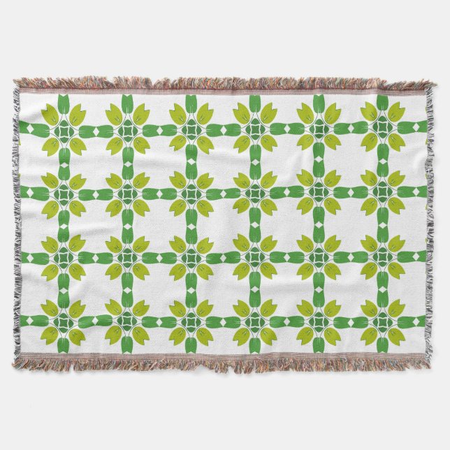 Leaf Pattern, Pattern Of Leaves, Green Leaves Throw Blanket (Front)