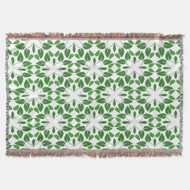 Leaf Pattern, Pattern Of Leaves, Green Leaves Throw Blanket (Front)
