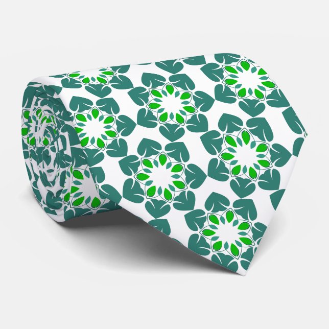Leaf Pattern, Pattern Of Leaves, Green Leaves Tie (Rolled)