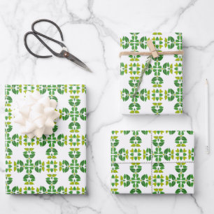 Leaf Pattern, Pattern Of Leaves, Green Leaves Wrapping Paper Sheet