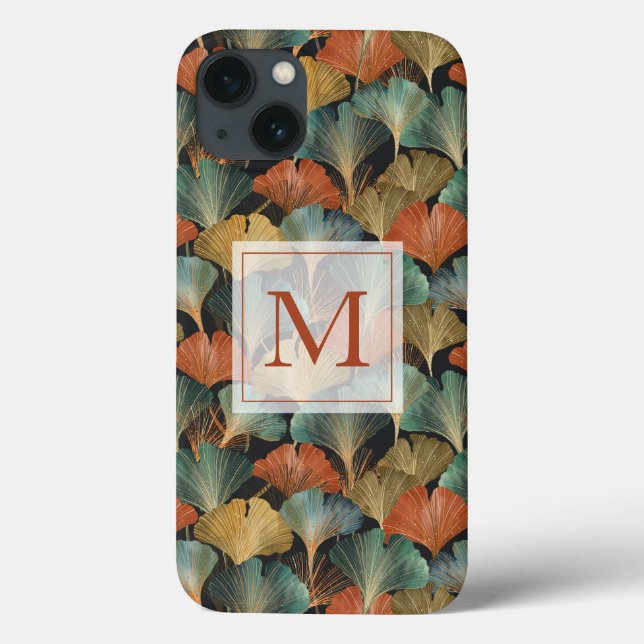 Leaf Pattern Personalise Initial Case-Mate iPhone Case (Back)