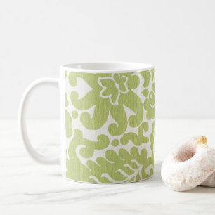 Leaf pattern printed green coffee mug