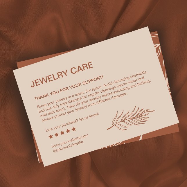 Leaf Pattern Product Jewellery Care Thank You Card (Creator Uploaded)