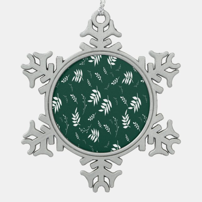 leaf pattern snowflake pewter christmas ornament (Front)