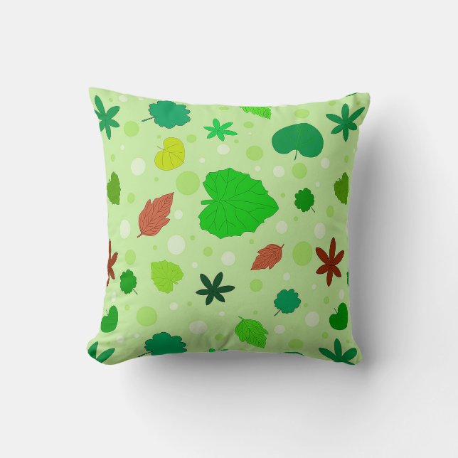 Leaf Pattern with Various Shapes and Colours Cushion (Front)