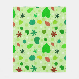 Leaf Pattern with Various Shapes and Colours Fleece Blanket