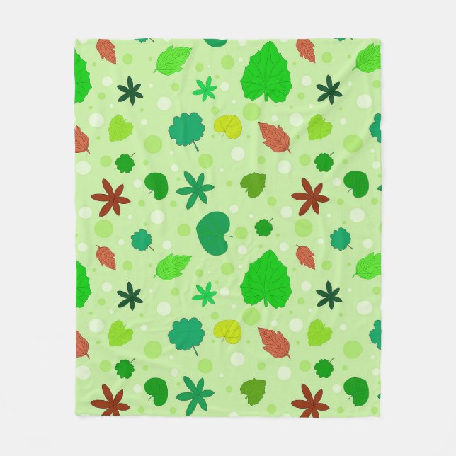 Leaf Pattern with Various Shapes and Colours Fleece Blanket (Front)
