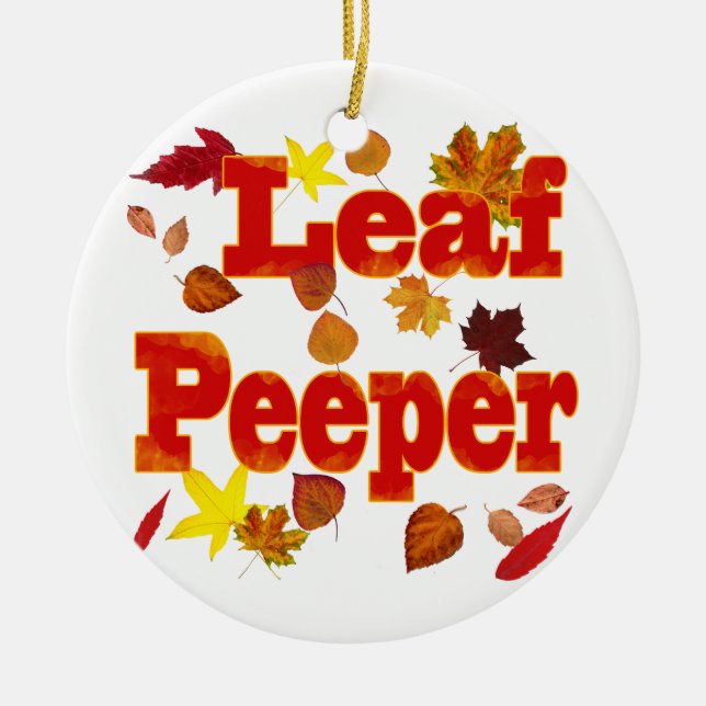 Leaf Peeper Ceramic Ornament (Front)