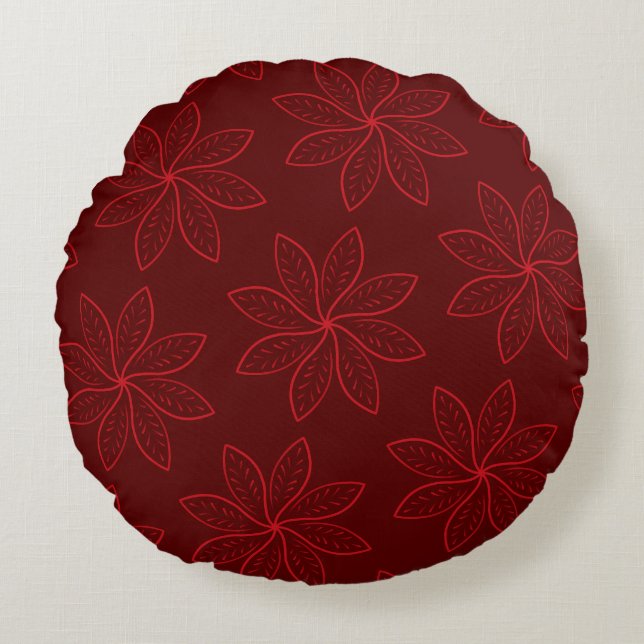Leaf Print Decorative Round Pillow (Front)