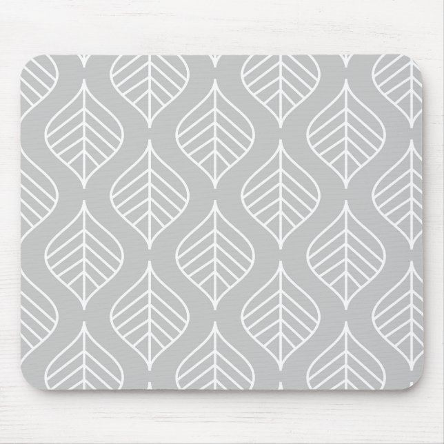 Leaf Print Mousepad - Grey (Front)
