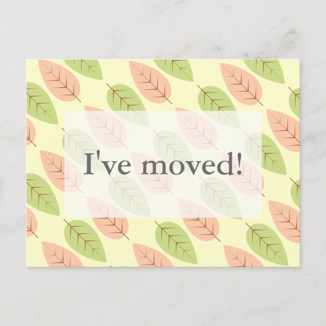 Leaf print moving postcards | autumn leaves design (Front)
