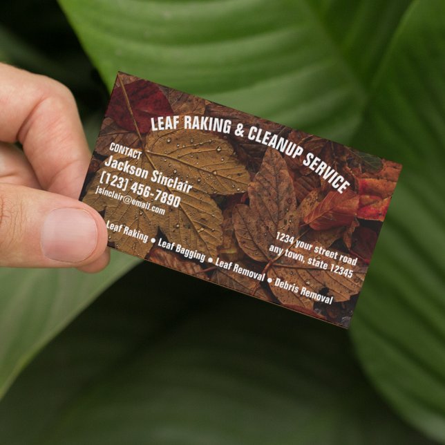Leaf Raking and Cleanup Business Card (Creator Uploaded)