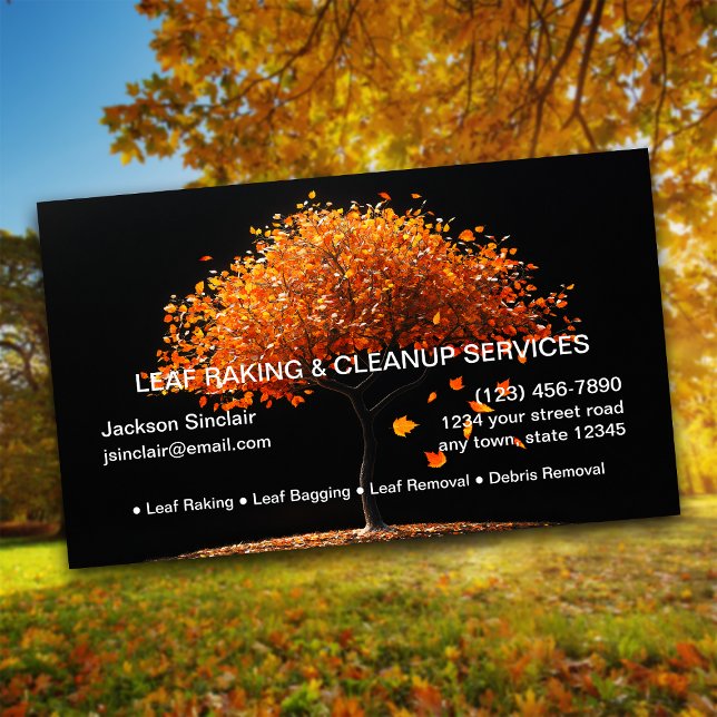 Leaf Raking and Cleanup Business Card (Creator Uploaded)