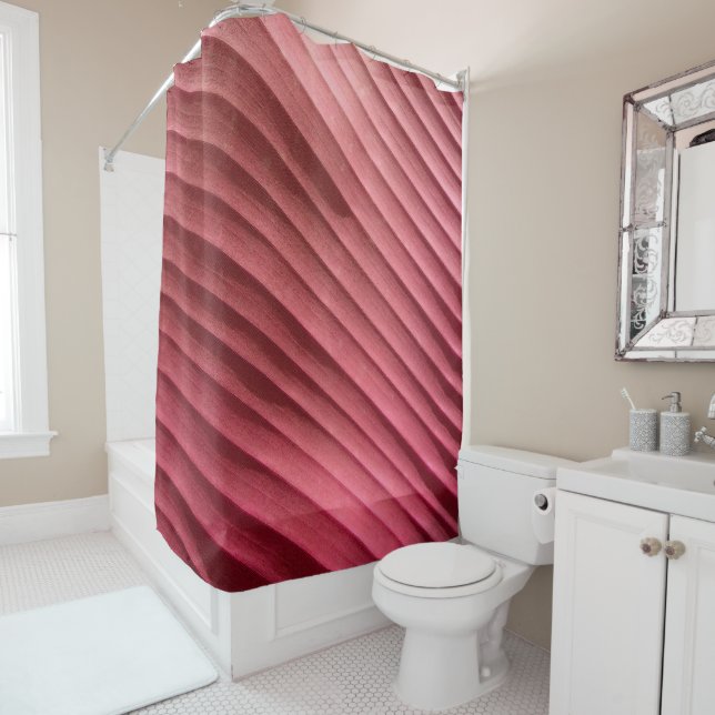 Leaf Red Diagonal Shower Curtain (In Situ)