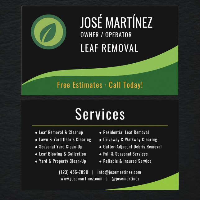 Leaf Removal Service Business Card (Creator Uploaded)