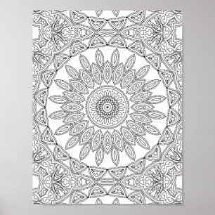 Leaf Ring Mosaic Colouring Page Pattern Design Poster