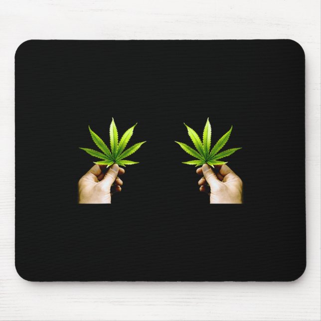 Leaf S Breast Funny Pot Weed Leaves Christmas Biki Mouse Pad (Front)