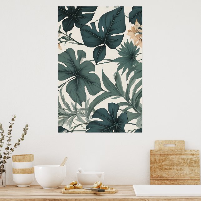 Leaf shapes beauty pattern poster (Kitchen)