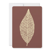 Leaf skeleton line art brown and cream Flat Card