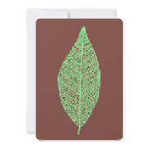 Leaf skeleton line art brown and green Flat Card