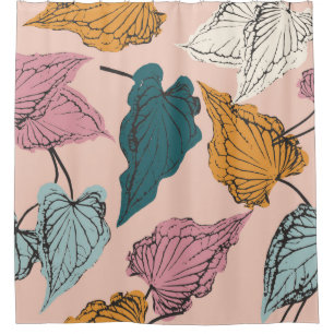 Leaf skeleton seamless pattern,background with cal shower curtain