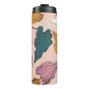 Leaf skeleton seamless pattern,background with cal thermal tumbler