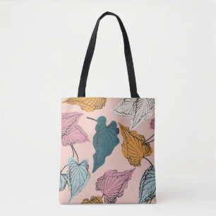 Leaf skeleton seamless pattern,background with cal tote bag