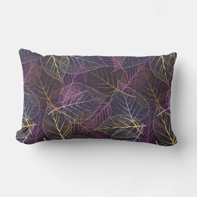 Leaf skeleton seamless pattern,background with col lumbar cushion (Front)
