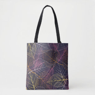 Leaf skeleton seamless pattern,background with col tote bag