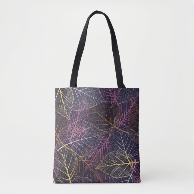 Leaf skeleton seamless pattern,background with col tote bag (Front)
