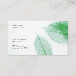 Leaf skeletons on white business card