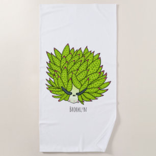 Leaf slug cartoon illustration beach towel