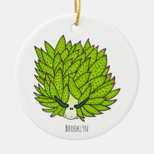 Leaf slug cartoon illustration ceramic ornament