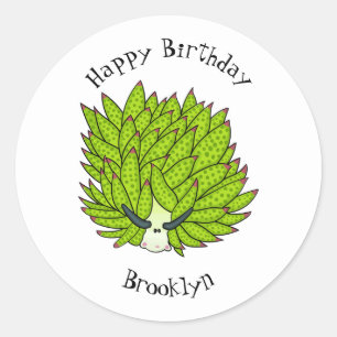 Leaf slug cartoon illustration classic round sticker