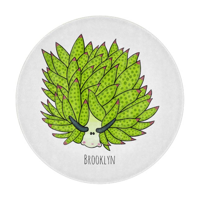 Leaf slug cartoon illustration cutting board (Front)