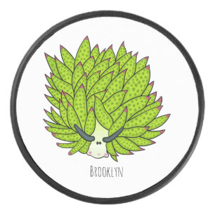 Leaf slug cartoon illustration hockey puck