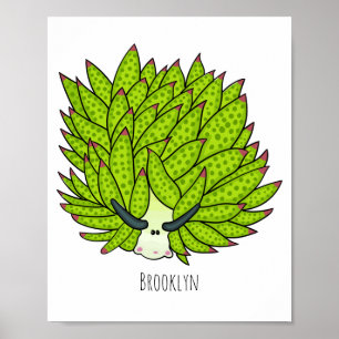 Leaf slug cartoon illustration poster