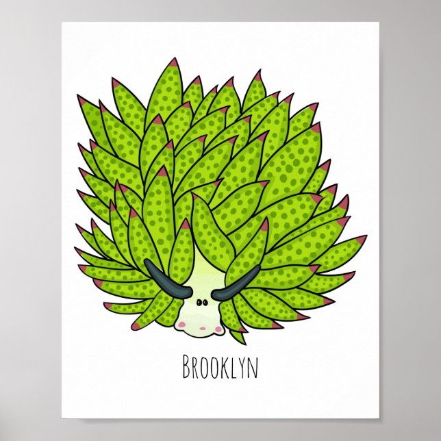Leaf slug cartoon illustration poster (Front)