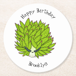 Leaf slug cartoon illustration round paper coaster