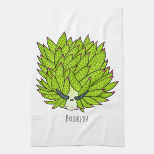 Leaf slug cartoon illustration tea towel