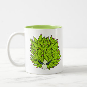 Leaf slug cartoon illustration Two-Tone coffee mug