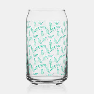 leaf stems intertwining into a pattern can glass